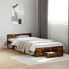 Image de vidaXL Cadre de lit et tiroir chêne fumé 90x200 cm bois d'ingénierie, lit, lit de rangement, cadre de lit simple, lit 3280801