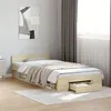 Image de vidaXL Cadre de lit et tiroir chêne sonoma 75x190 cm bois d'ingénierie, lit, lit de rangement, cadre de lit simple, lit 3280806