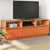 Image de vidaXL Meuble TV cire marron 140x37x50 cm bois pin massif, support TV, meuble multimédia, centre de divertissement, buffet 847122