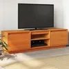 Image de vidaXL Meuble TV cire marron 140x35x40 cm bois pin massif, support TV, meuble multimédia, centre de divertissement, buffet 847131