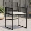 Image de vidaXL Chaises de jardin lot de 4 avec coussins noir résine tressée, siège de jardin, sièges d'extérieur, chaise 4008575