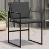 Image de vidaXL Chaises de jardin et coussins lot de 4 noir acier et textilène, siège de jardin, chaise de patio, chaise à manger de 4008584