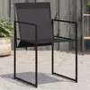 Image de vidaXL Chaises de jardin 4 pcs noir acier et textilène, siège de jardin, siège d'extérieure, chaise d'extérieur, assise de 4008593