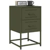 Image de vidaXL Tables de chevet 2 pcs noir vert olive 36x39x60,5 cm acier, armoire, armoire latérale, support de téléphone, table de 846467