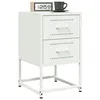 Image de vidaXL Tables de chevet 2 pcs blanc 36x39x60,5 cm acier, armoire, armoire latérale, support de téléphone, table de chevet 846469