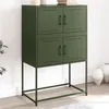 Image de vidaXL Buffet vert olive 68,5x38,5x107 cm acier, armoire, armoire latérale, armoire de rangement, armoire, placard, buffet 846486