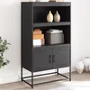 Image de vidaXL Buffet haut noir 68,5x38,5x123,5 cm acier, buffet, placard, armoire latérale, armoire, armoire de rangement, armoire 846500