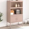 Image de vidaXL Buffet haut rose 68,5x38,5x123,5 cm acier, buffet, placard, armoire latérale, armoire, armoire de rangement, armoire 846501