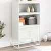 Image de vidaXL Buffet haut blanc 68,5x38,5x123,5 cm acier, buffet, placard, armoire latérale, armoire, armoire de rangement, armoire 846505
