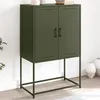 Image de vidaXL Buffet haut vert olive 68,5x38,5x107 cm acier, buffet, placard, armoire latérale, armoire, armoire de rangement, 846510