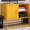 Image de vidaXL Meuble TV jaune moutarde 68x39x60,5 cm acier, support TV, buffet TV, meuble multimédia, banc TV, armoire hifi, centre 846521