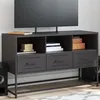Image de vidaXL Meuble TV noir 100,5x39x60,5 cm acier, support TV, buffet TV, meuble multimédia, banc TV, armoire hifi, centre de 846542