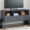 Image de vidaXL Meuble TV anthracite 100,5x39x60,5 cm acier, support TV, buffet TV, meuble multimédia, banc TV, armoire hifi, centre 846544