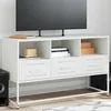 Image de vidaXL Meuble TV blanc 100,5x39x60,5 cm acier, support TV, buffet TV, meuble multimédia, banc TV, armoire hifi, centre de 846547