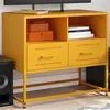 Image de vidaXL Meuble TV jaune moutarde 68x39x60,5 cm acier, support TV, buffet TV, armoire hifi, banc TV, armoire en métal, meuble 846551