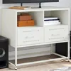 Image de vidaXL Meuble TV blanc 68x39x60,5 cm acier, support TV, buffet TV, armoire hifi, banc TV, armoire en métal, meuble 846553