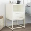 Image de vidaXL Table de chevet blanc 36x39x60,5 cm acier, armoire, armoire latérale, meuble de chambre à coucher, table de chevet, 846564
