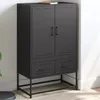Image de vidaXL Buffet Haut, Armoire avec Tiroirs, Placard avec Porte, Meuble de Rangement, Organisateur de Salle de Séjour, Noir 846608