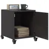 Image de vidaXL Tables de chevet 2 pcs noir 36x39x43,5 cm acier, armoire, armoire latérale, support de téléphone, table de chevet 846615