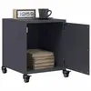 Image de vidaXL Tables de chevet 2 pcs anthracite 36x39x43,5 cm acier, armoire, armoire latérale, support de téléphone, table de 846619