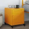 Image de vidaXL Table de chevet jaune moutarde 36x39x43,5 cm acier, armoire, armoire latérale, support de téléphone, table de chevet 846620