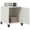Image de vidaXL Tables de chevet 2 pcs blanc 36x39x43,5 cm acier, armoire, armoire latérale, support de téléphone, table de chevet 846625