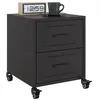 Image de vidaXL Tables de chevet 2 pcs noir 36x39x43,5 cm acier, armoire, meubles de chambre à coucher, support de téléphone, armoire 846627