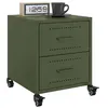 Image de vidaXL Tables de chevet 2 pcs vert olive 36x39x43,5 cm acier, armoire, meubles de chambre à coucher, support de téléphone, 846635