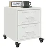 Image de vidaXL Tables de chevet 2 pcs blanc 36x39x43,5 cm acier, armoire, meubles de chambre à coucher, support de téléphone, 846637