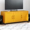 Image de vidaXL Meuble TV, Armoire de Télévision avec Portes, Support Télé avec Rangement Salon Salle de Séjour, Jaune Moutarde 846647