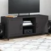 Image de vidaXL Meuble TV, Armoire de Télévision avec Étagères, Support Télé avec Rangement Salon Salle de Séjour, Noir 100,5x39x43,5 846662