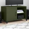 Image de vidaXL Meuble TV, Armoire de Télévision avec Étagères, Support Télé avec Rangement Salon Salle de Séjour, Vert Olive 846672