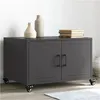 Image de vidaXL Table Basse, Table d'Appoint avec Poignée, Bout de Canapé avec Porte, Meuble de Rangement Salle de Séjour, Noir 846686