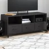 Image de vidaXL Meuble TV, Armoire de Télévision avec Tiroirs et Étagères, Support Télé avec Rangement Salle de Séjour, Noir 846692