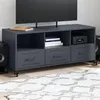 Image de vidaXL Meuble TV, Armoire de Télévision avec Tiroirs et Étagères, Support Télé avec Rangement Salle de Séjour, Anthracite 846694