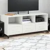 Image de vidaXL Meuble TV, Armoire de Télévision avec Tiroirs et Étagères, Support Télé avec Rangement Salle de Séjour, Blanc 846697