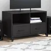 Image de vidaXL Meuble TV, Armoire de Télévision avec Tiroirs et Étagères, Support Télé avec Rangement Salle de Séjour, Noir 846698
