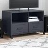 Image de vidaXL Meuble TV, Armoire de Télévision avec Tiroirs et Étagères, Support Télé avec Rangement Salle de Séjour, Anthracite 846700