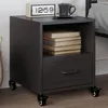Image de vidaXL Table de chevet noir 36x39x43,5 cm acier, armoire, meubles de chambre à coucher, support de téléphone, armoire 846704