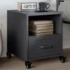 Image de vidaXL Table de chevet anthracite 36x39x43,5 cm acier, armoire, meubles de chambre à coucher, support de téléphone, armoire 846708