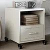 Image de vidaXL Table de chevet blanc 36x39x43,5 cm acier, armoire, meubles de chambre à coucher, support de téléphone, armoire 846714