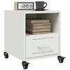 Image de vidaXL Tables de chevet 2 pcs blanc 36x39x43,5 cm acier, armoire, meubles de chambre à coucher, support de téléphone, 846715