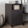 Image de vidaXL Table de chevet noir 36x39x59 cm acier, armoire, meubles de chambre à coucher, support de téléphone, armoire 846716
