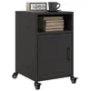 Image de vidaXL Tables de chevet 2 pcs noir 36x39x59 cm acier, armoire, meubles de chambre à coucher, support de téléphone, armoire 846717