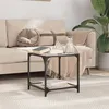 Image de Table basse avec dessus en verre noir 40x40x40 cm acier