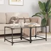 Image de vidaXL Tables basses avec dessus en verre transparent 2 pcs acier, table d'appoint, table de salon, table à thé, bout de 845967