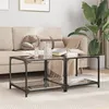 Image de vidaXL Tables basses avec dessus en verre noir 2 pcs 50x50x40 cm acier, table d'appoint, table de salon, table à thé, bout 845973