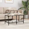 Image de vidaXL Table basse avec dessus en verre transparent 78,5x40x40cm acier, table d'appoint, table de salon, table à thé, bout 845976