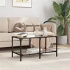 Image de Table basse avec dessus en verre noir 78,5x40x40 cm acier