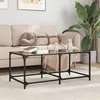 Image de vidaXL Table basse avec dessus en verre noir 98,5x50x40 cm acier, table d'appoint, table de salon, table à thé, bout de 845979
